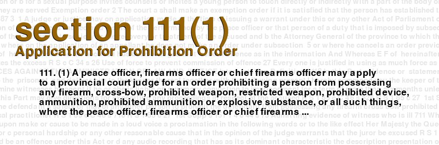 Application for Prohibition Order