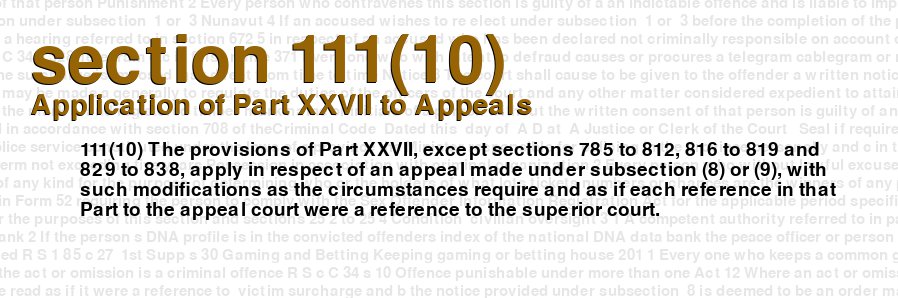 Application of Part XXVII to Appeals