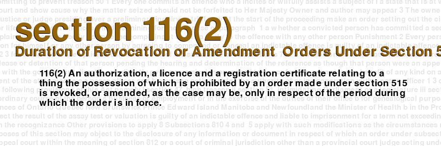Duration of Revocation or Amendment  Orders Under Section 515