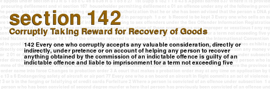 Corruptly Taking Reward for Recovery of Goods