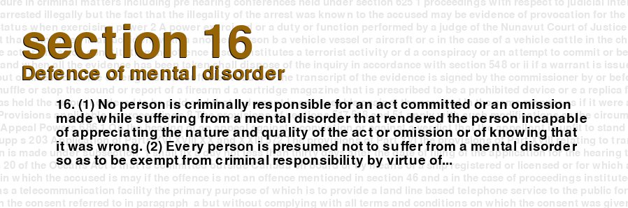 Defence of mental disorder