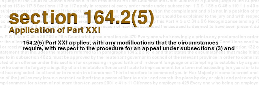 Application of Part XXI