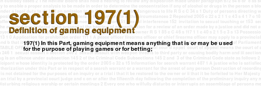 Definition of gaming equipment