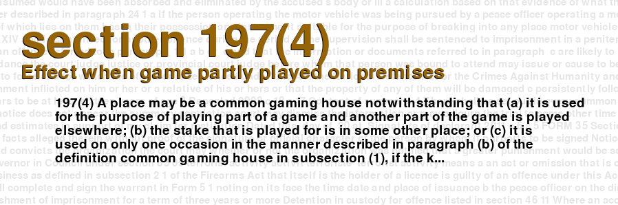 Effect when game partly played on premises