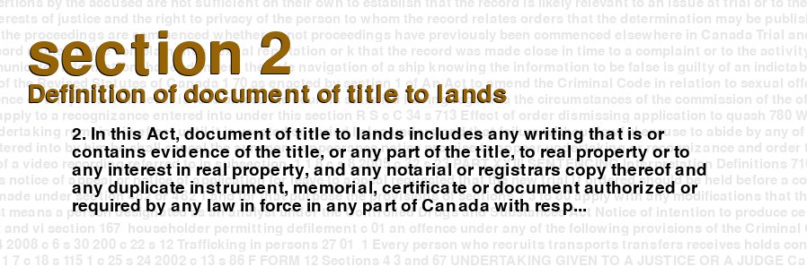 Definition of document of title to lands
