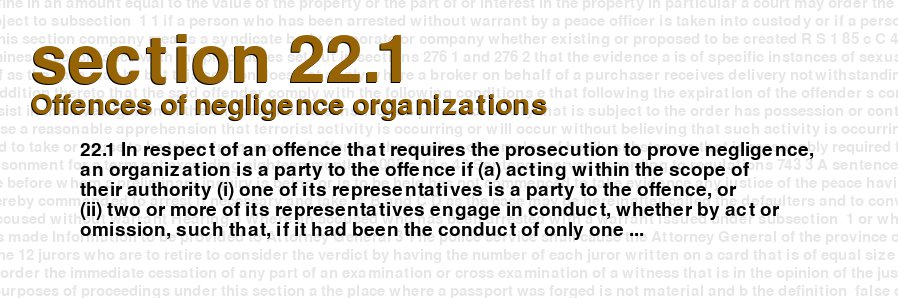 Offences of negligence organizations