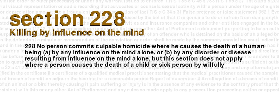 Killing by influence on the mind