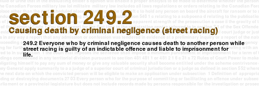 Causing death by criminal negligence (street racing)