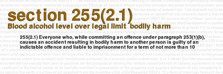 Blood alcohol level over legal limit  bodily harm