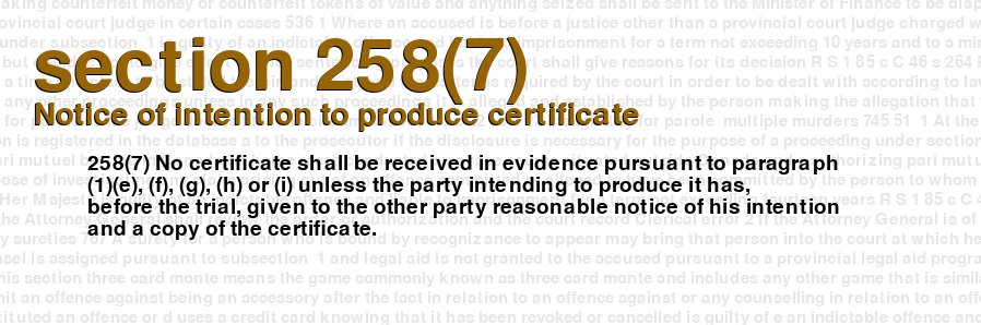 Notice of intention to produce certificate
