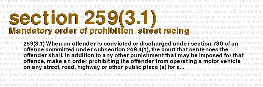 Mandatory order of prohibition  street racing