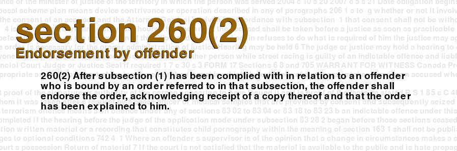 Endorsement by offender