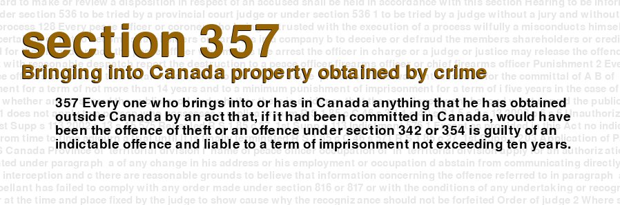 Bringing into Canada property obtained by crime