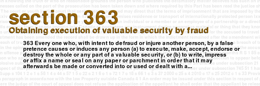 Obtaining execution of valuable security by fraud