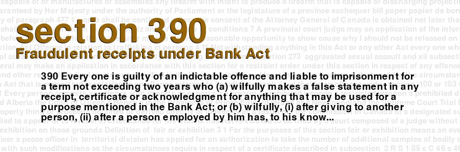 Fraudulent receipts under Bank Act