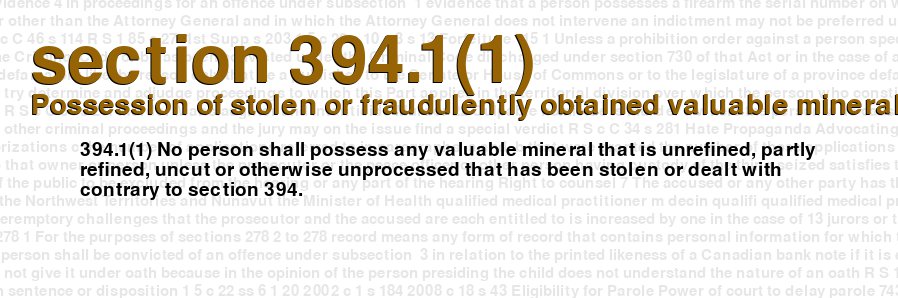 Possession of stolen or fraudulently obtained valuable minerals