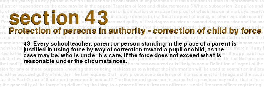 Protection of persons in authority - correction of child by force