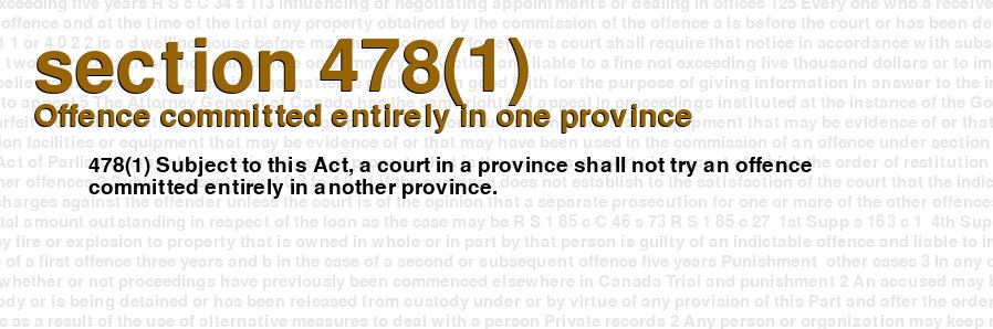 Offence committed entirely in one province