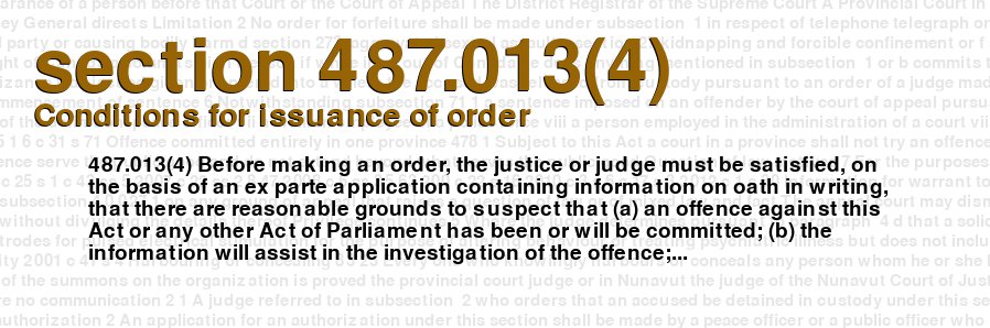 Conditions for issuance of order
