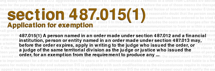 Application for exemption