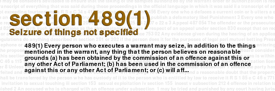 Seizure of things not specified