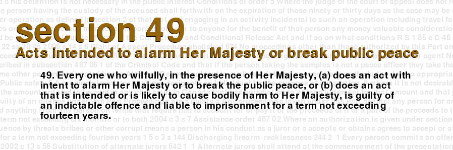 Acts intended to alarm Her Majesty or break public peace