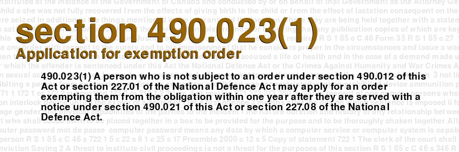Application for exemption order