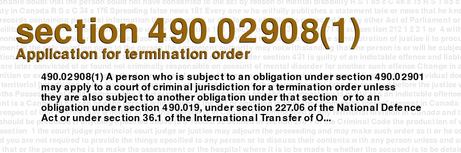 Application for termination order
