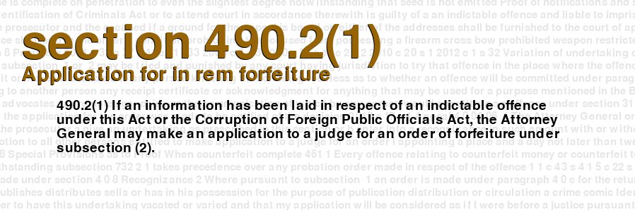Application for in rem forfeiture