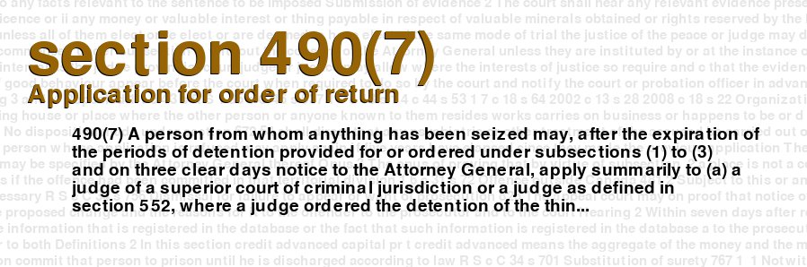 Application for order of return