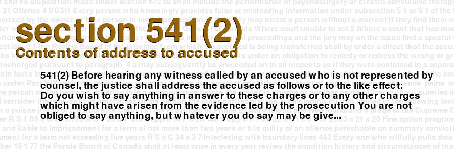 Contents of address to accused