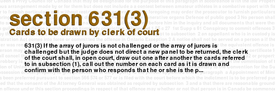 Cards to be drawn by clerk of court
