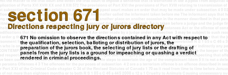 Directions respecting jury or jurors directory