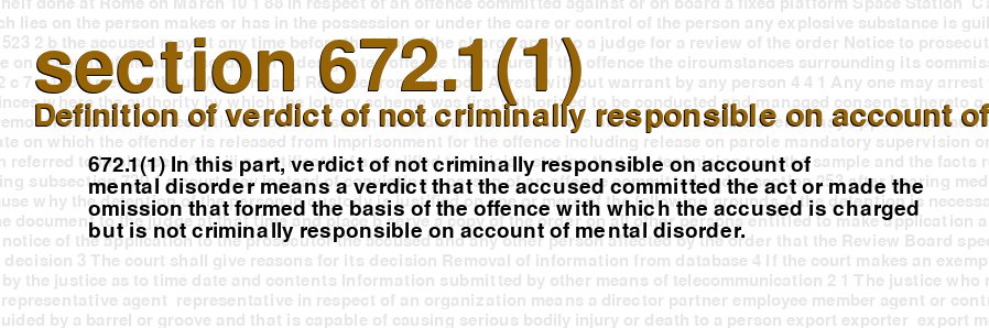Definition of verdict of not criminally responsible on account of mental disorder