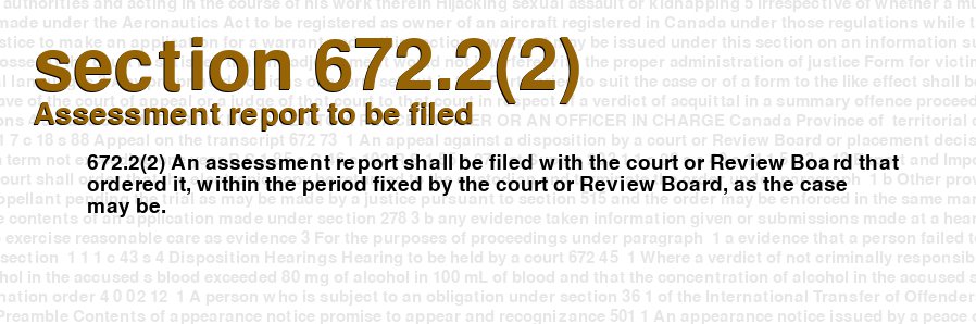 Assessment report to be filed