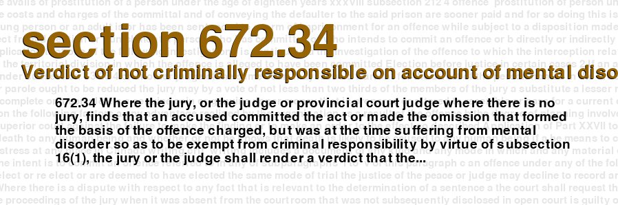 Verdict of not criminally responsible on account of mental disorder