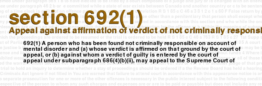 Appeal against affirmation of verdict of not criminally responsible on account of mental disorder