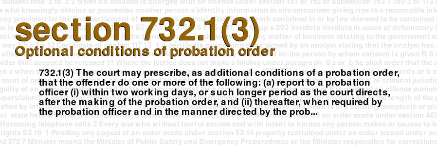 Optional conditions of probation order