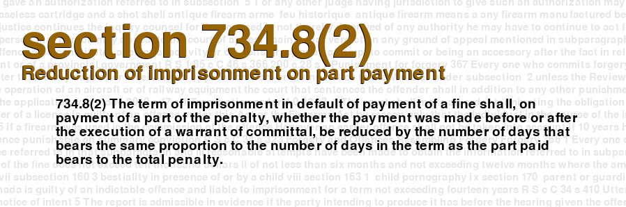 Reduction of imprisonment on part payment