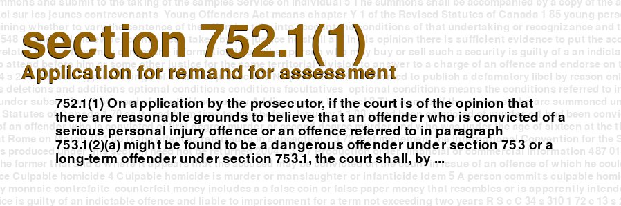 Application for remand for assessment