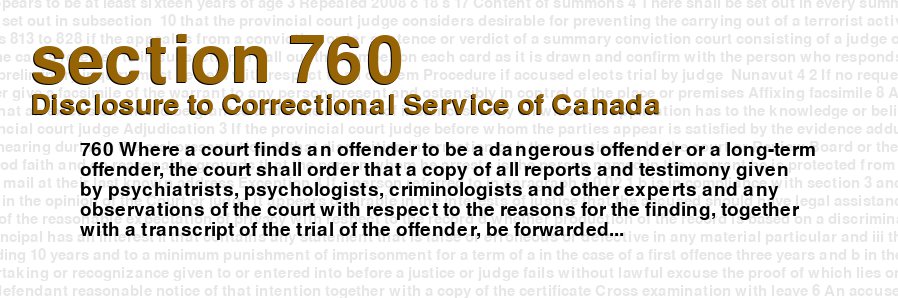 Disclosure to Correctional Service of Canada