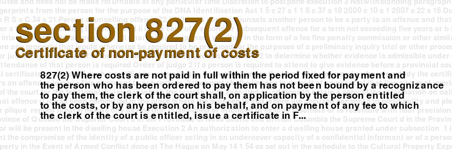 Certificate of non-payment of costs