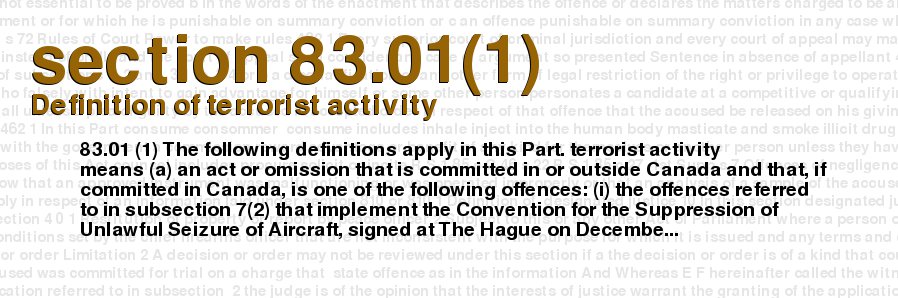 Definition of terrorist activity