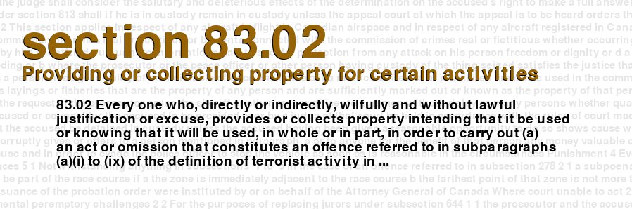 Providing or collecting property for certain activities