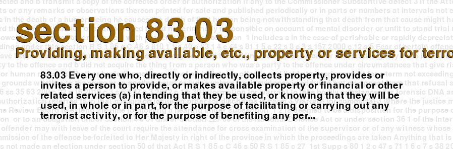 Providing, making available, etc., property or services for terrorist purposes