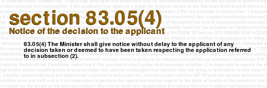 Notice of the decision to the applicant