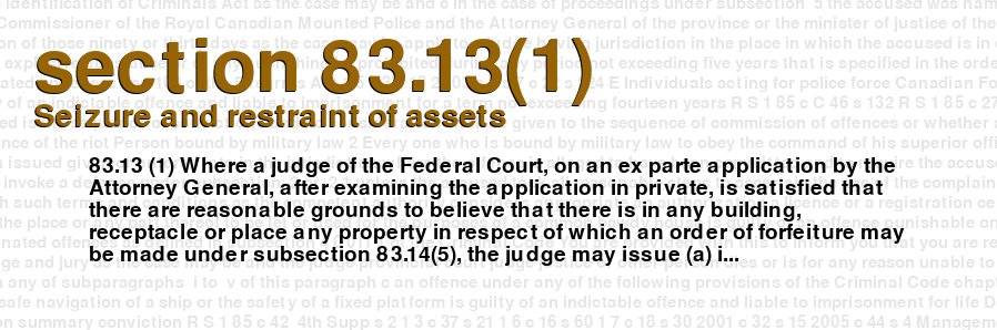 Seizure and restraint of assets