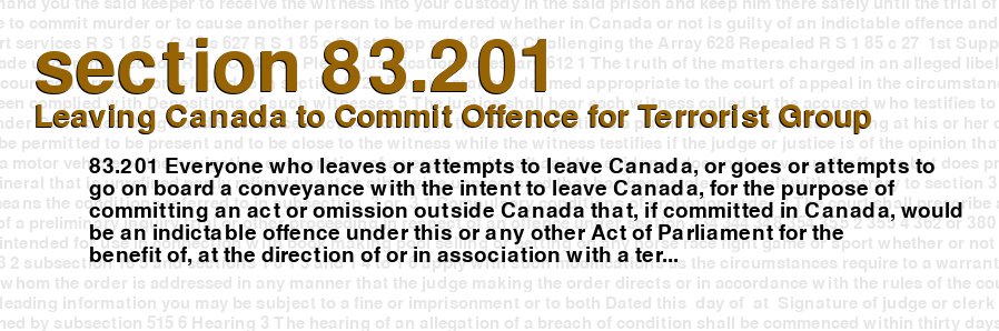 Leaving Canada to Commit Offence for Terrorist Group