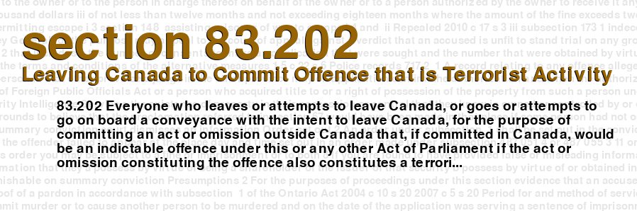 Leaving Canada to Commit Offence that is Terrorist Activity