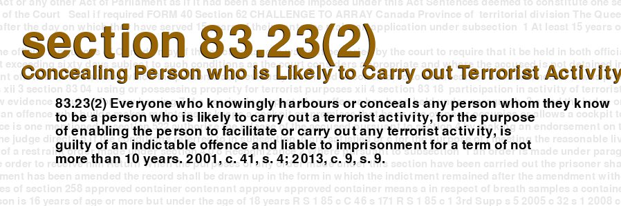 Concealing Person who is Likely to Carry out Terrorist Activity
